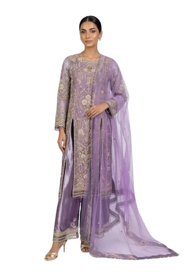Isleen – Festive Lilac Formal Wear with Resham Flowers Work for Weddings