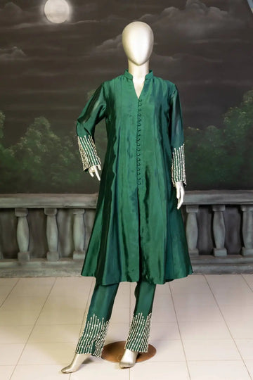 Jade Whisper- Premium Quality Sheesha Silk Dress for Evening Events