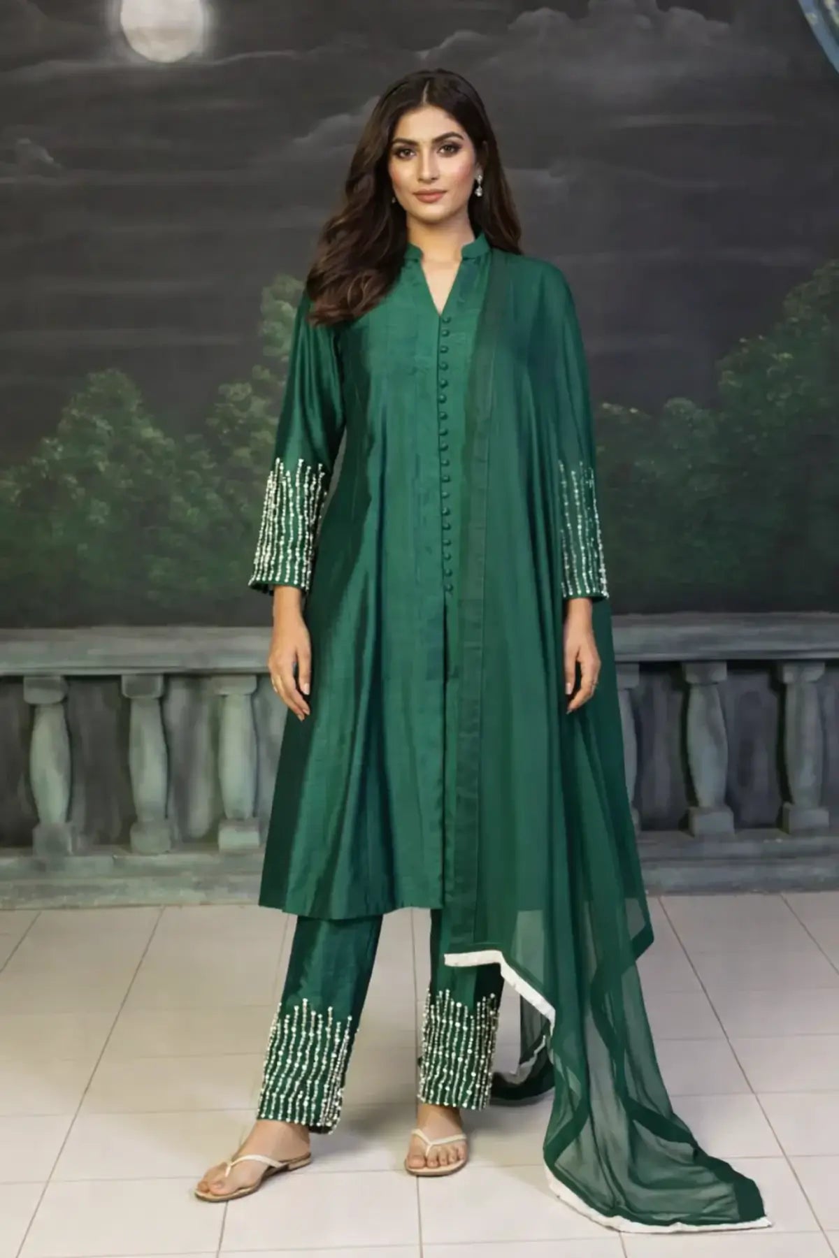 Jade Whisper- Premium Quality Sheesha Silk Dress for Evening Events