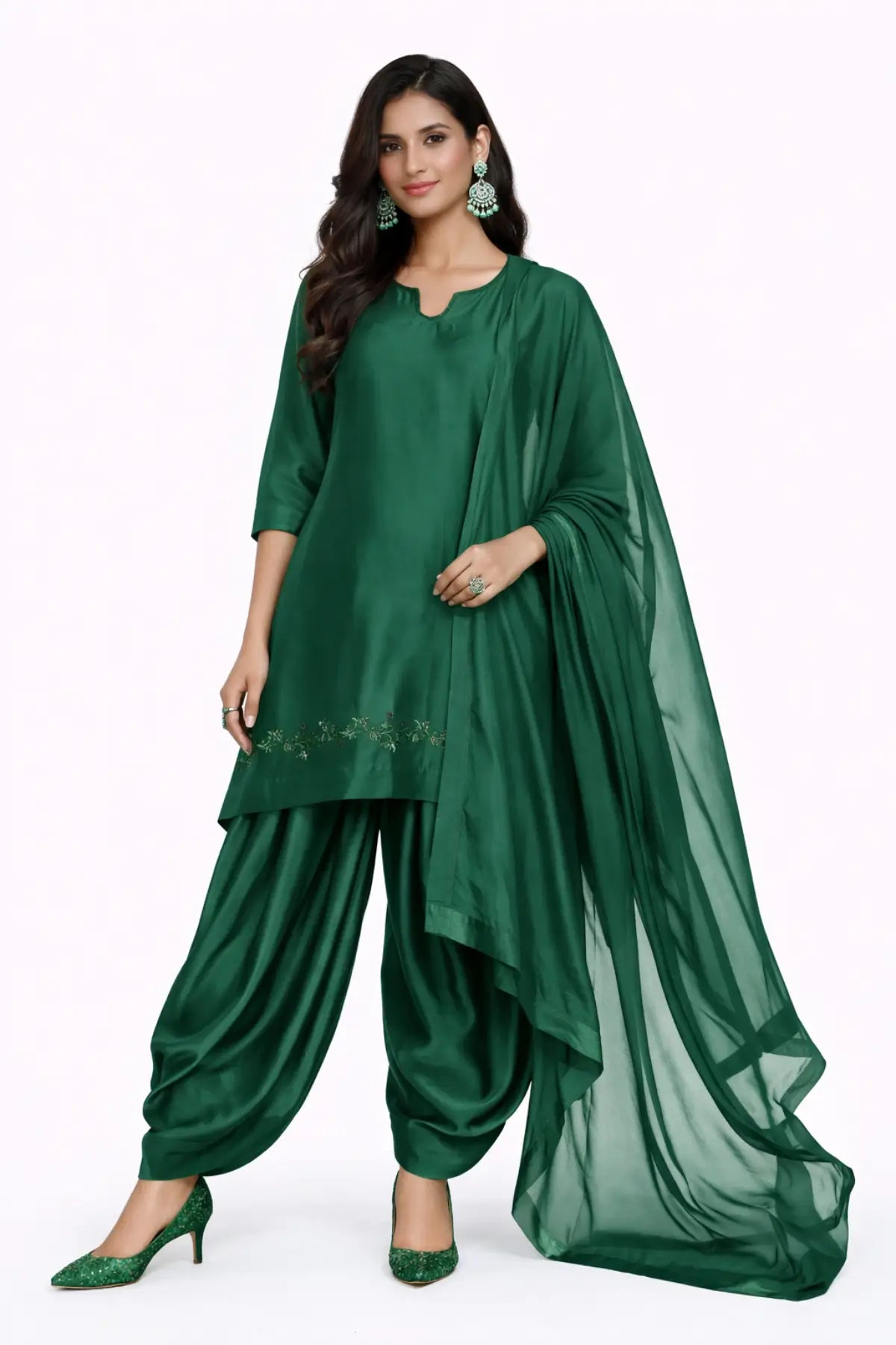 Kaneez – Order Sheesha Silk Green Farshi Shalwar Formal Outfit Online