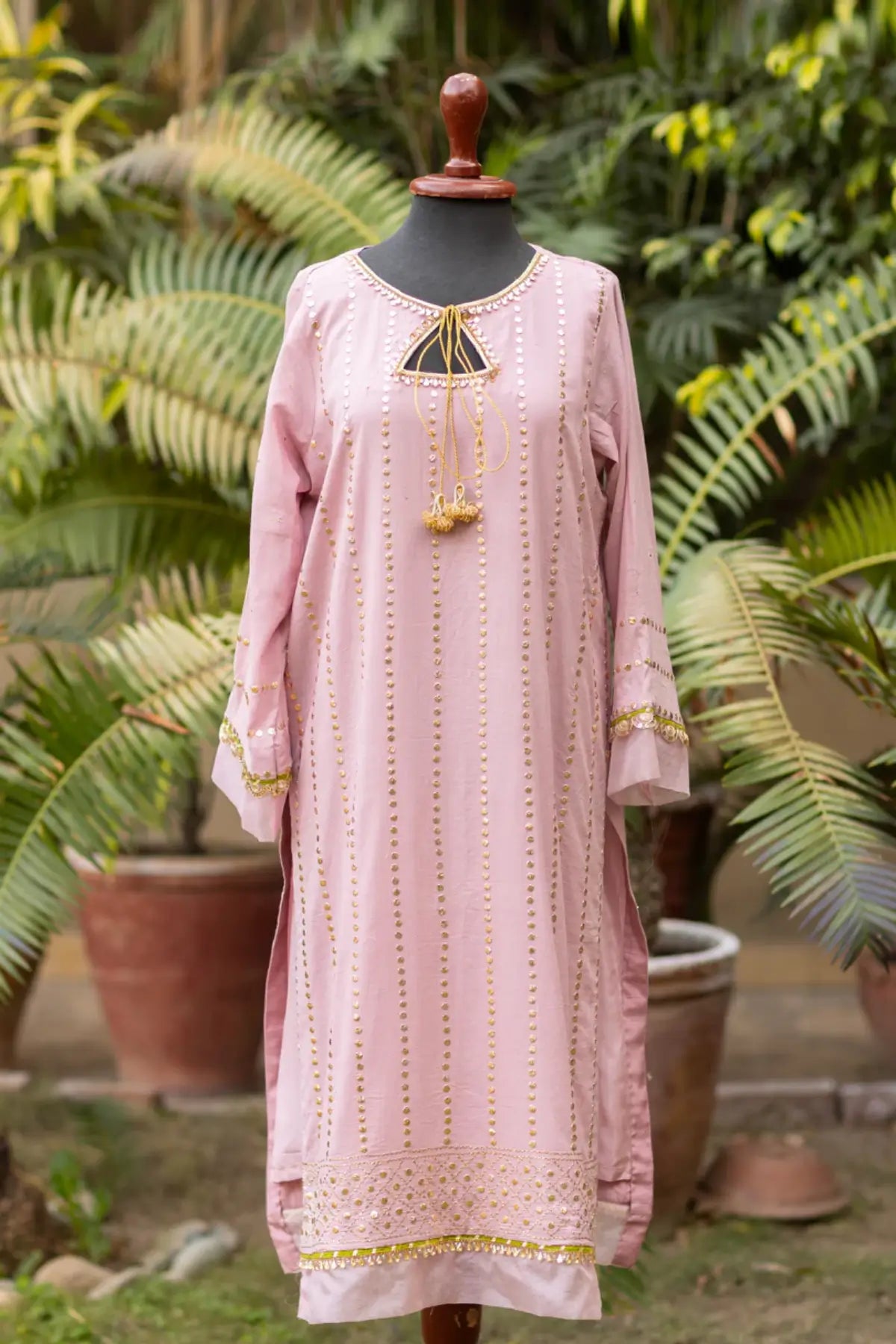 Kashmiri Chai- Stunning Tea-Pink Lawn Kamdani Frock