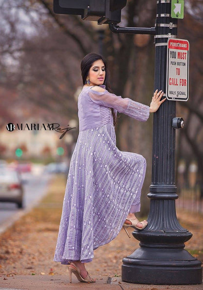 Lavender Love- Pakistani Embroidered Party Wear Dress