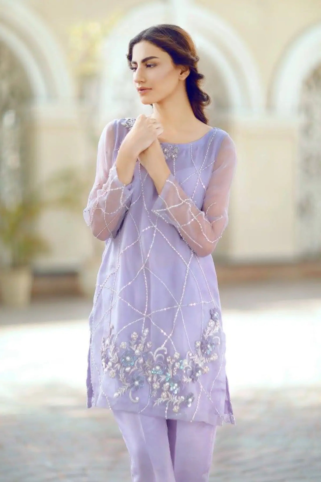 Lilac Mist- Latest Pakistani Organza Outfit