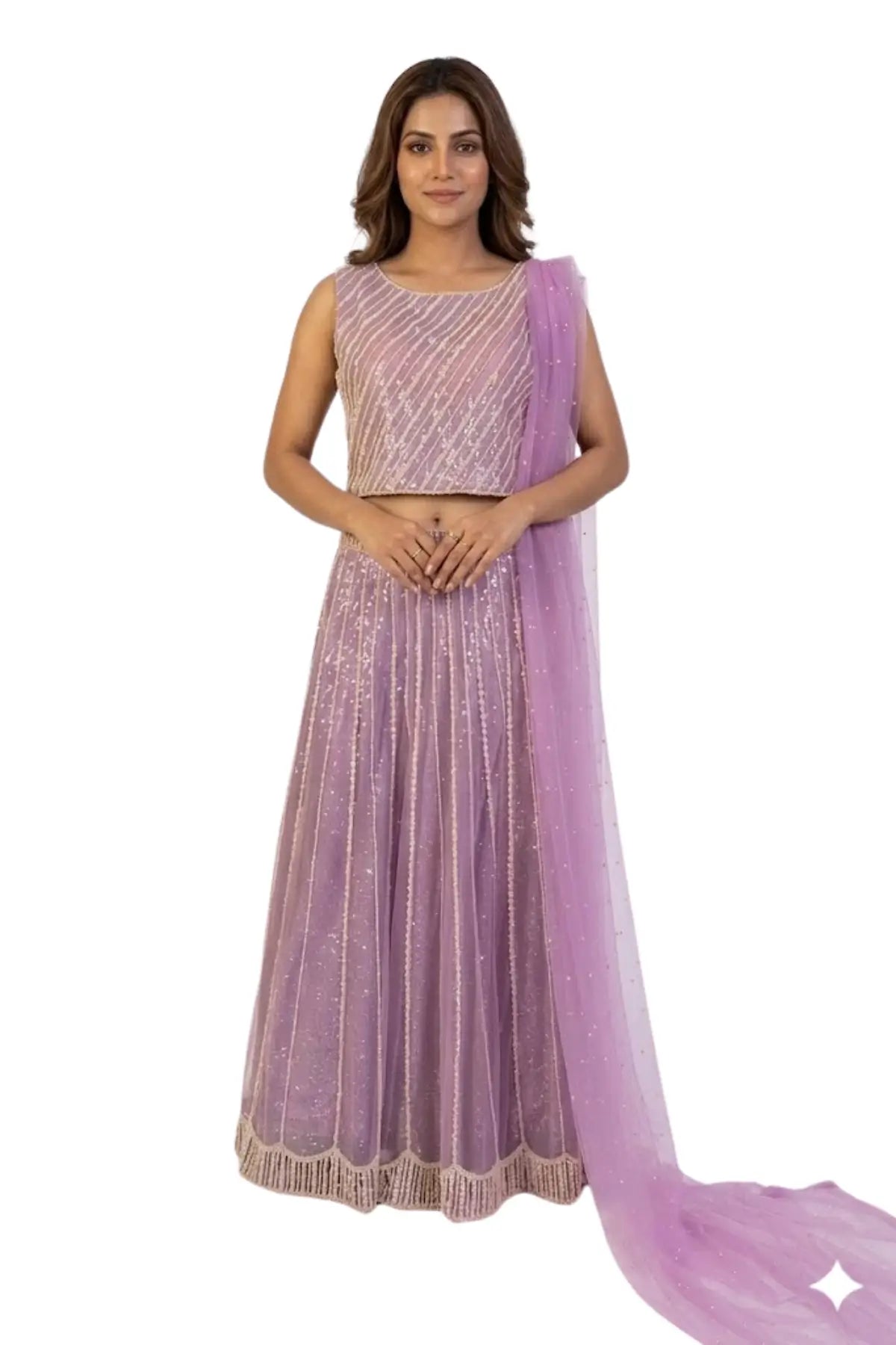 Lilac Bliss-Designer Fully-Embellished Wedding wear Outfit