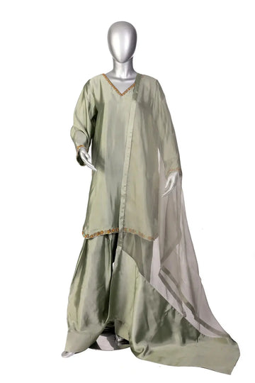 Lioren – Designer Grey Silk Sheesha Work Shalwar Kameez for Daily Casuals