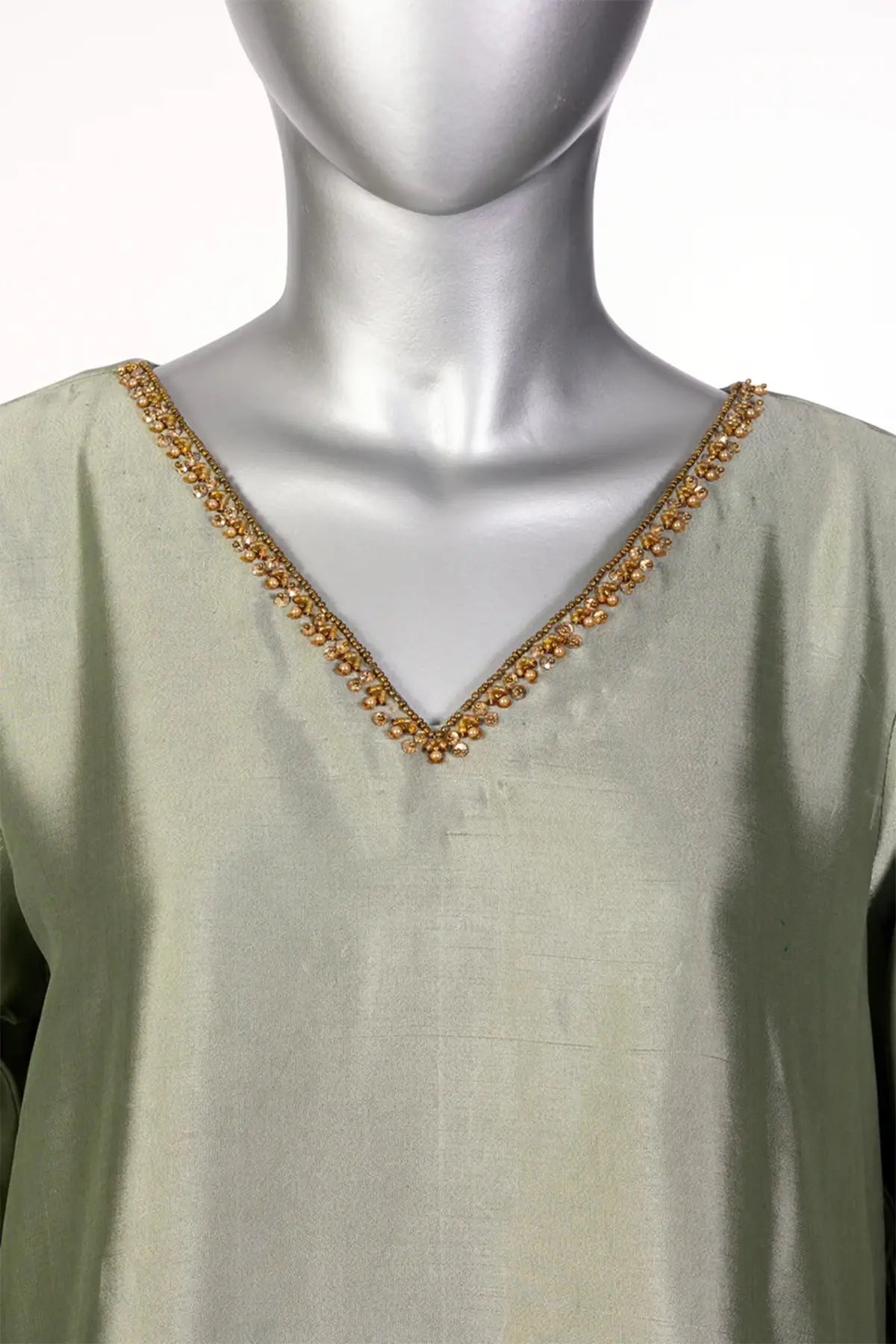Lioren – Designer Grey Silk Sheesha Work Shalwar Kameez for Daily Casuals