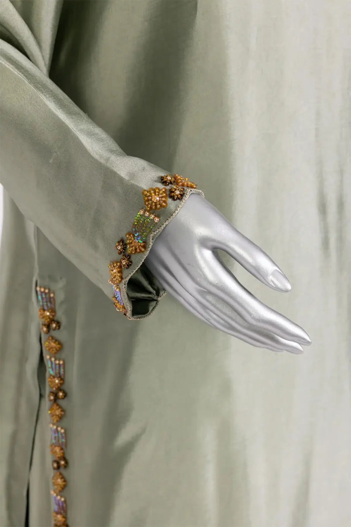 Lioren – Designer Grey Silk Sheesha Work Shalwar Kameez for Daily Casuals