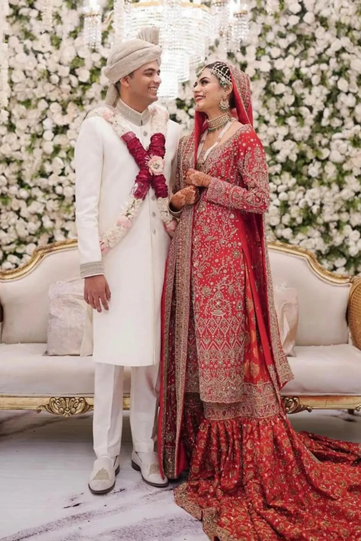 MadhuBala – Red Bridal Farshi Gharara for Baraat & Shaadi | Pakistani Wedding Wear by MariamRaj