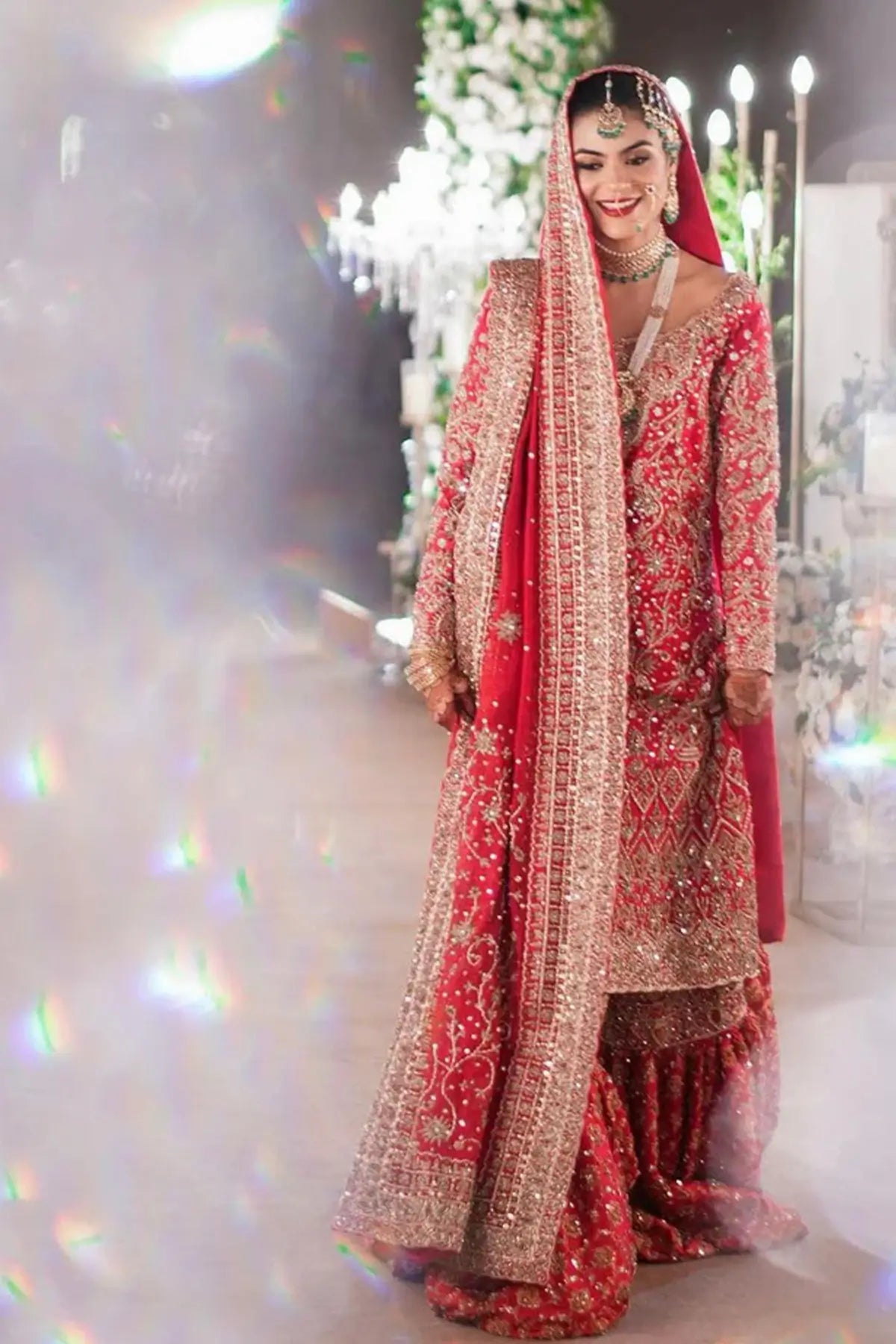 MadhuBala – Red Bridal Farshi Gharara for Baraat & Shaadi | Pakistani Wedding Wear by MariamRaj