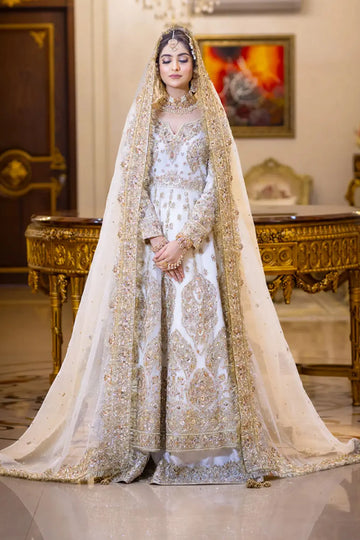 Mah-e-Noor – Traditional White Pakistani Bridal Outfit in Pure Organza (USA, UK, Canada)