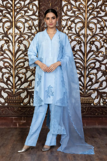 Mahveen – Luxury Korean Silk 3-Piece Suit for Eid and Festive Events