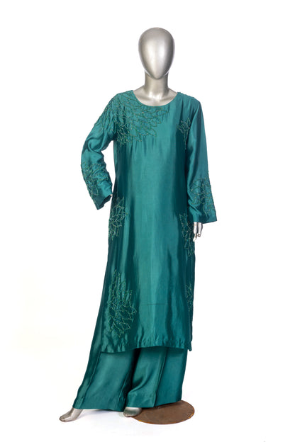 MariamRaj Pakistani Silk 3-Piece Suit with Chiffon Dupatta – Mehruk