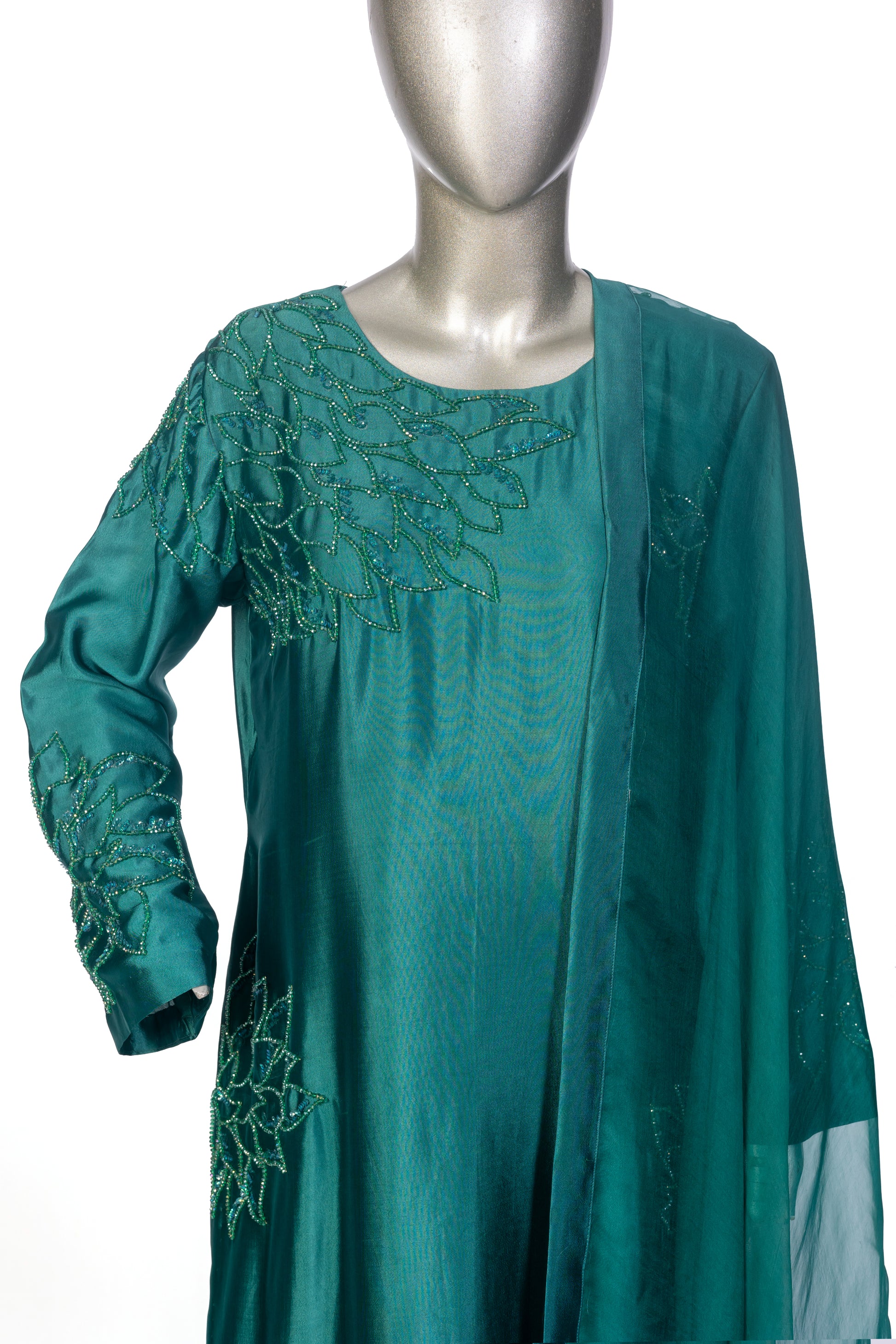 MariamRaj Pakistani Silk 3-Piece Suit with Chiffon Dupatta – Mehruk