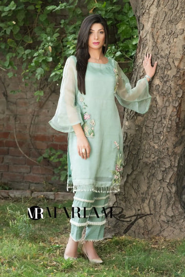 Mint Breeze-Pakistani Luxury Pret formal wear with exquisite handwork