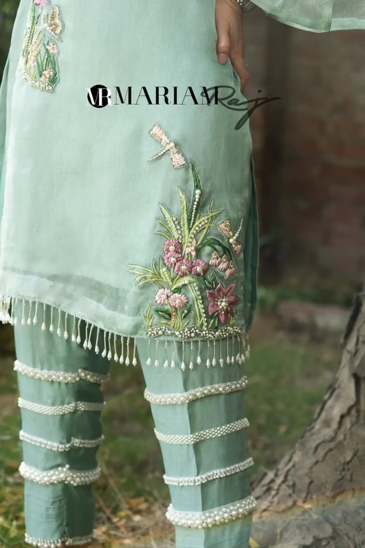 Mint Breeze-Pakistani Luxury Pret formal wear with exquisite handwork