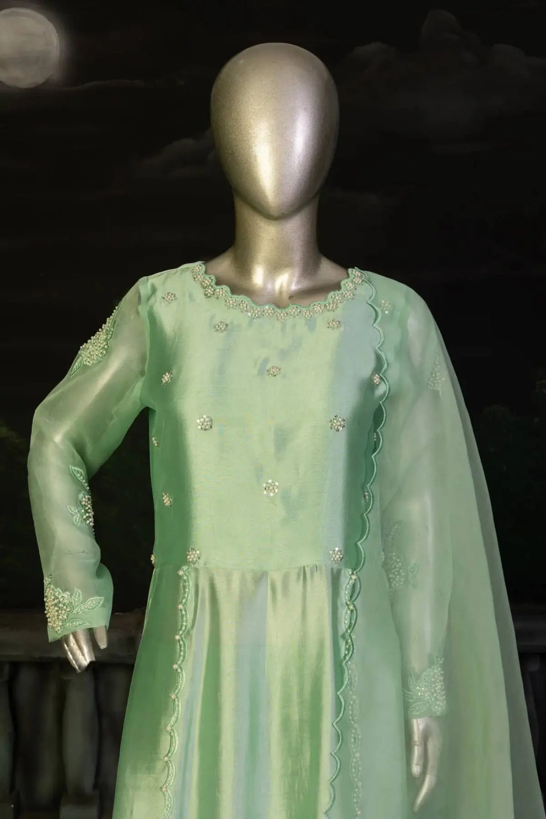 Mint Green- Trendy Pastel Anarkali Outfit for Festive Wear