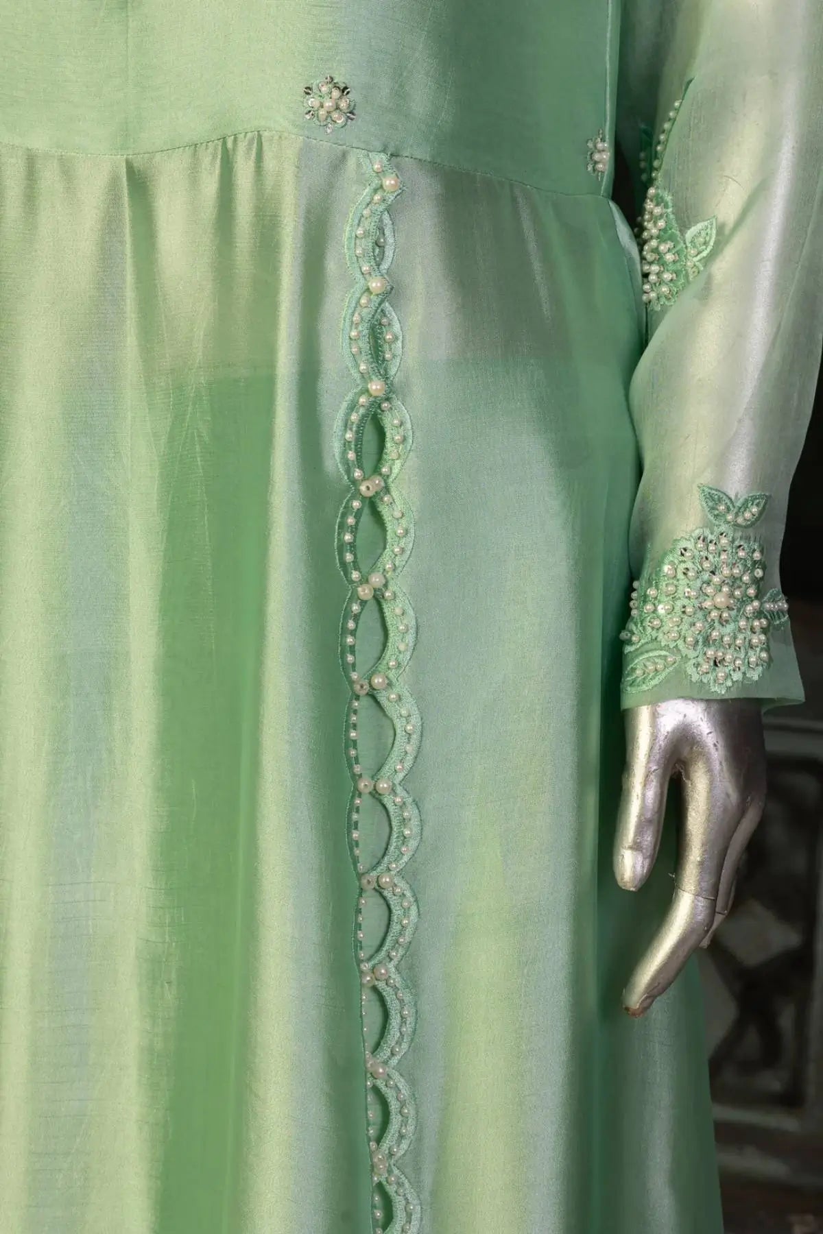 Mint Green- Trendy Pastel Anarkali Outfit for Festive Wear