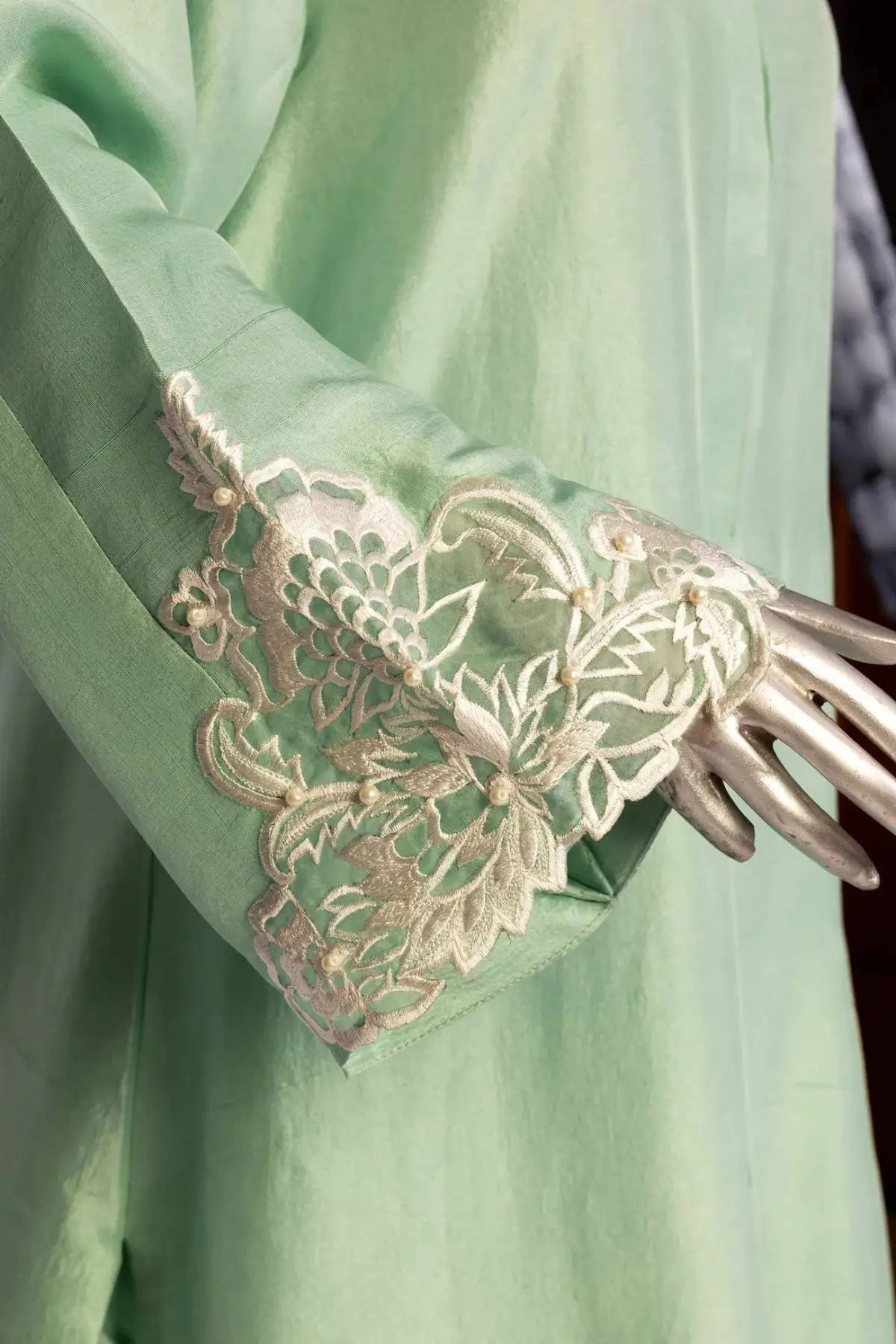Minty-Designer Pakistani silk suits for formal events