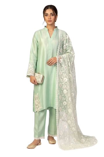 Minty-Designer Pakistani silk suits for formal events