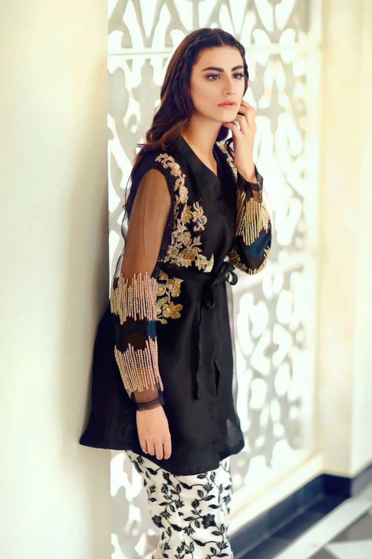 Monochrome- Stylish Black Organza Perfect for Pakistani Wedding