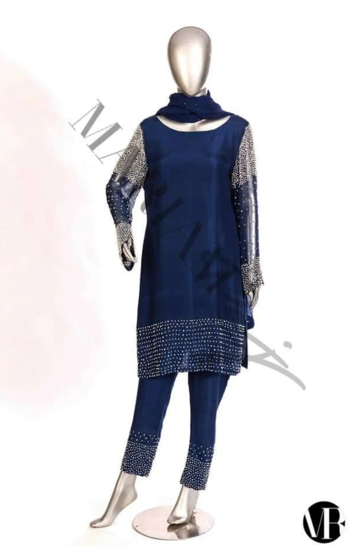 Navy Luxe Charm- Designer Embellished Party Wear Outfit