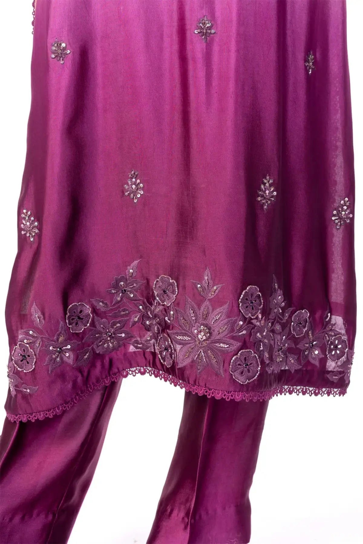 Nawal – Gold & Plum Pure Sheesha Silk 3PC Festive Suit to Shop Online