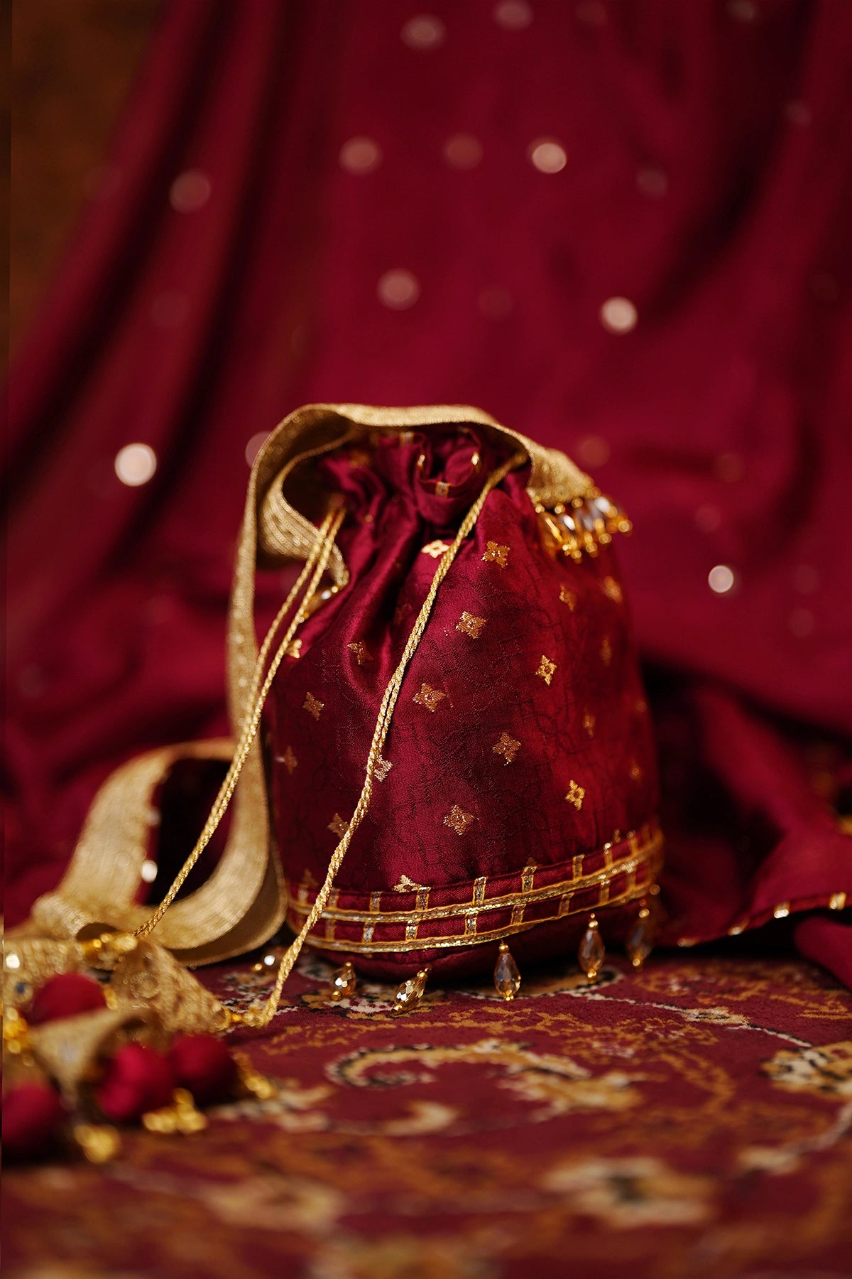 Nazneen maroon sheesha silk wedding Anarkali with palazzo bottom and silk dupatta