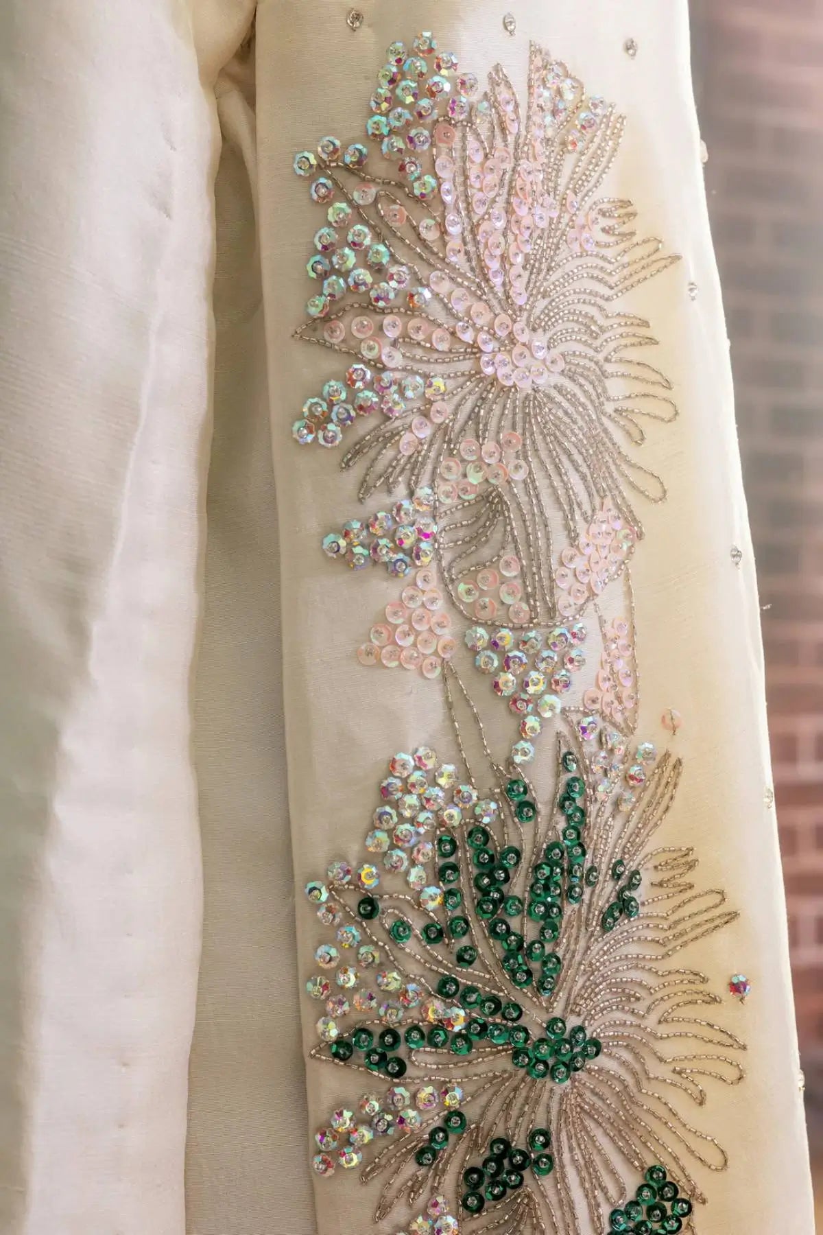 Nigar-Elegant Pearl White Embroidered Pakistani Formal Wear for Women