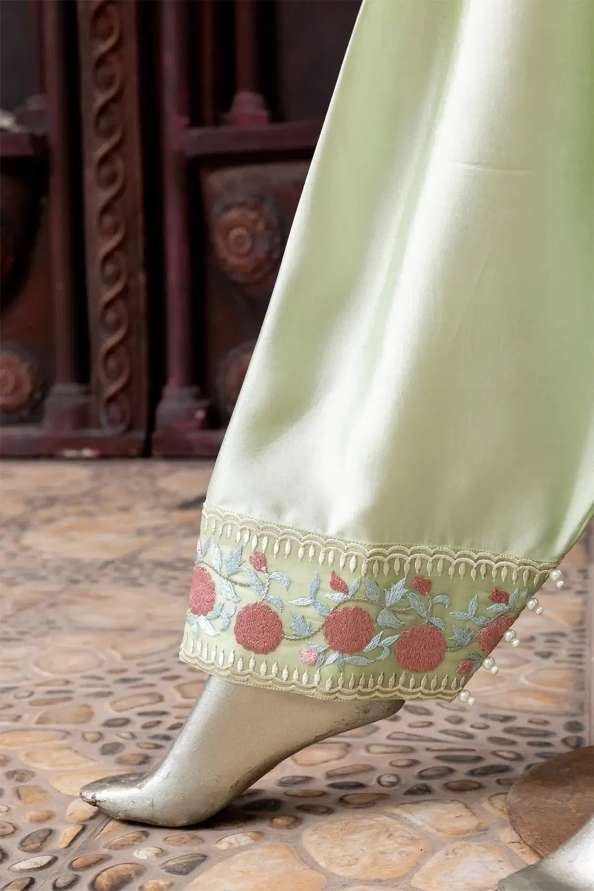 Nukhat – Pakistani Semi-Formal Wear in Sheesha Silk and Embroidered Organza