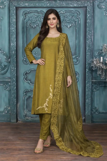 Olive Opulence- Stylish Straight Capri Pant Suit for Women