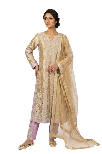Pariza – Gold Tissue Wedding Formal Dress with Silk Trousers