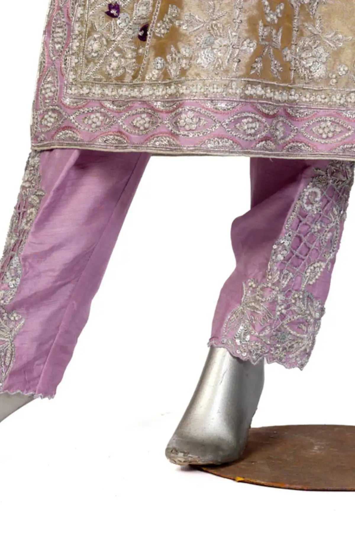 Pariza – Gold Tissue Wedding Formal Dress with Silk Trousers