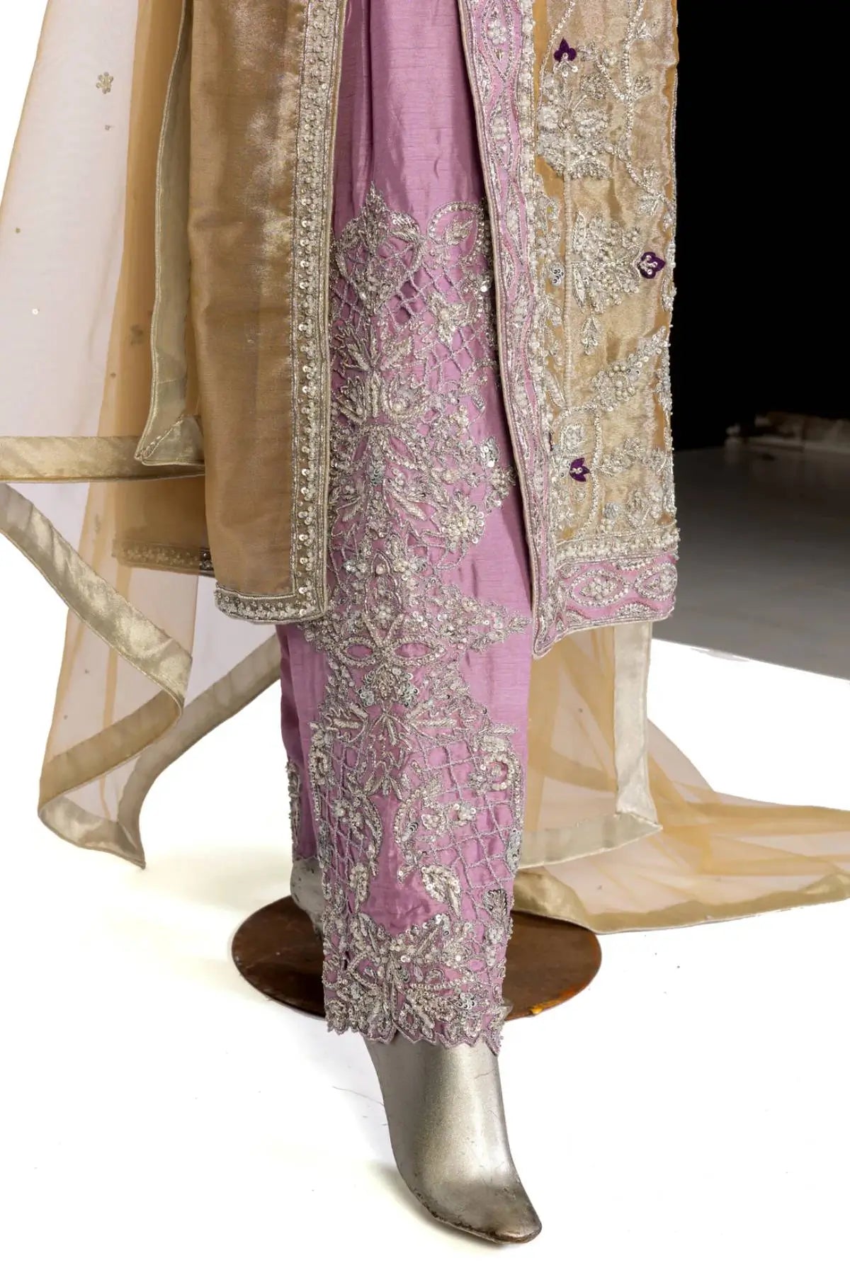 Pariza – Gold Tissue Wedding Formal Dress with Silk Trousers