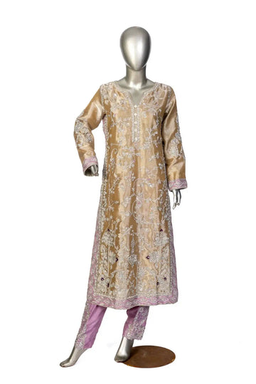 Pariza – Gold Tissue Wedding Formal Dress with Silk Trousers