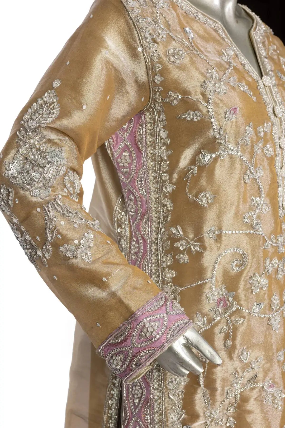 Pariza – Gold Tissue Wedding Formal Dress with Silk Trousers
