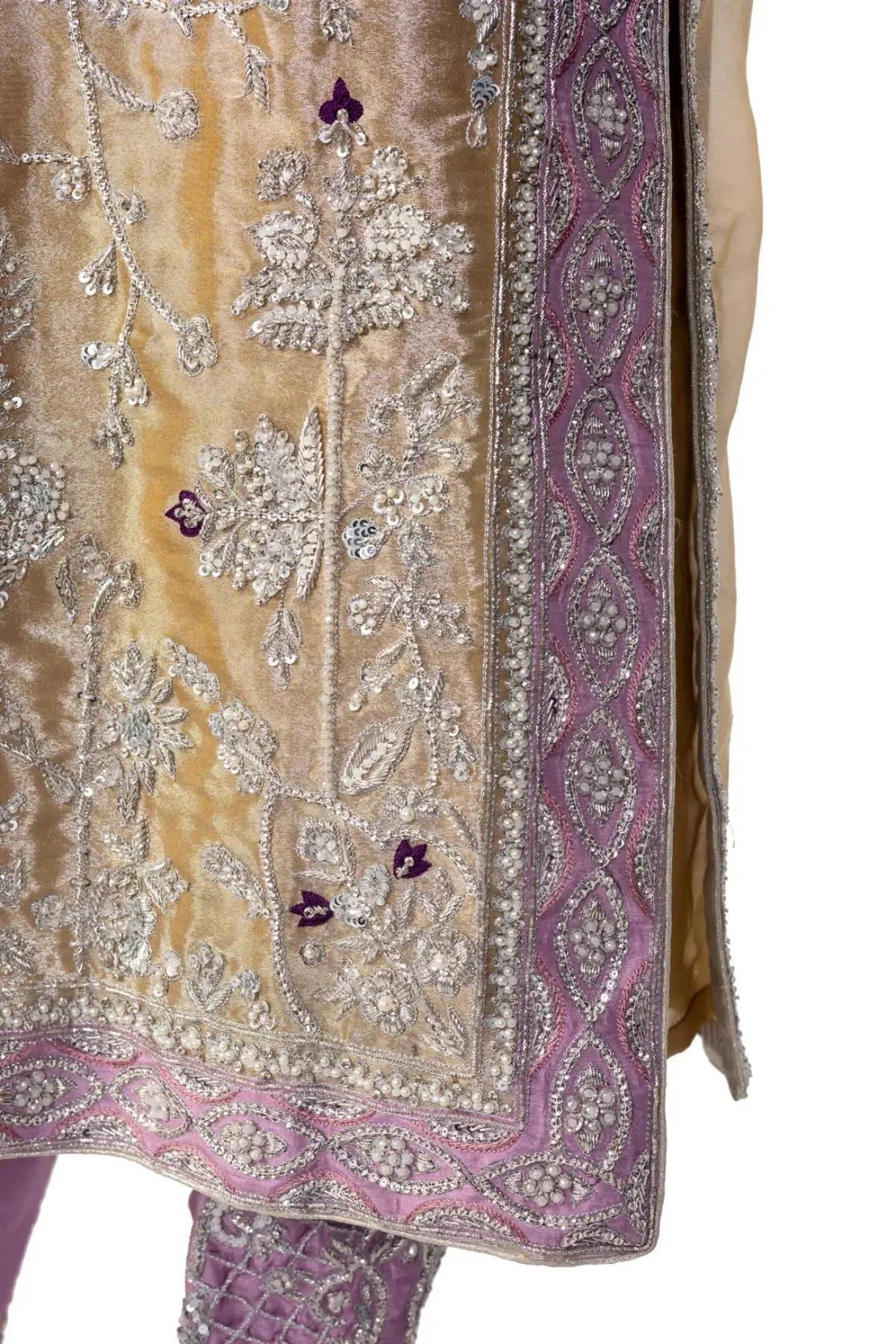 Pariza – Gold Tissue Wedding Formal Dress with Silk Trousers