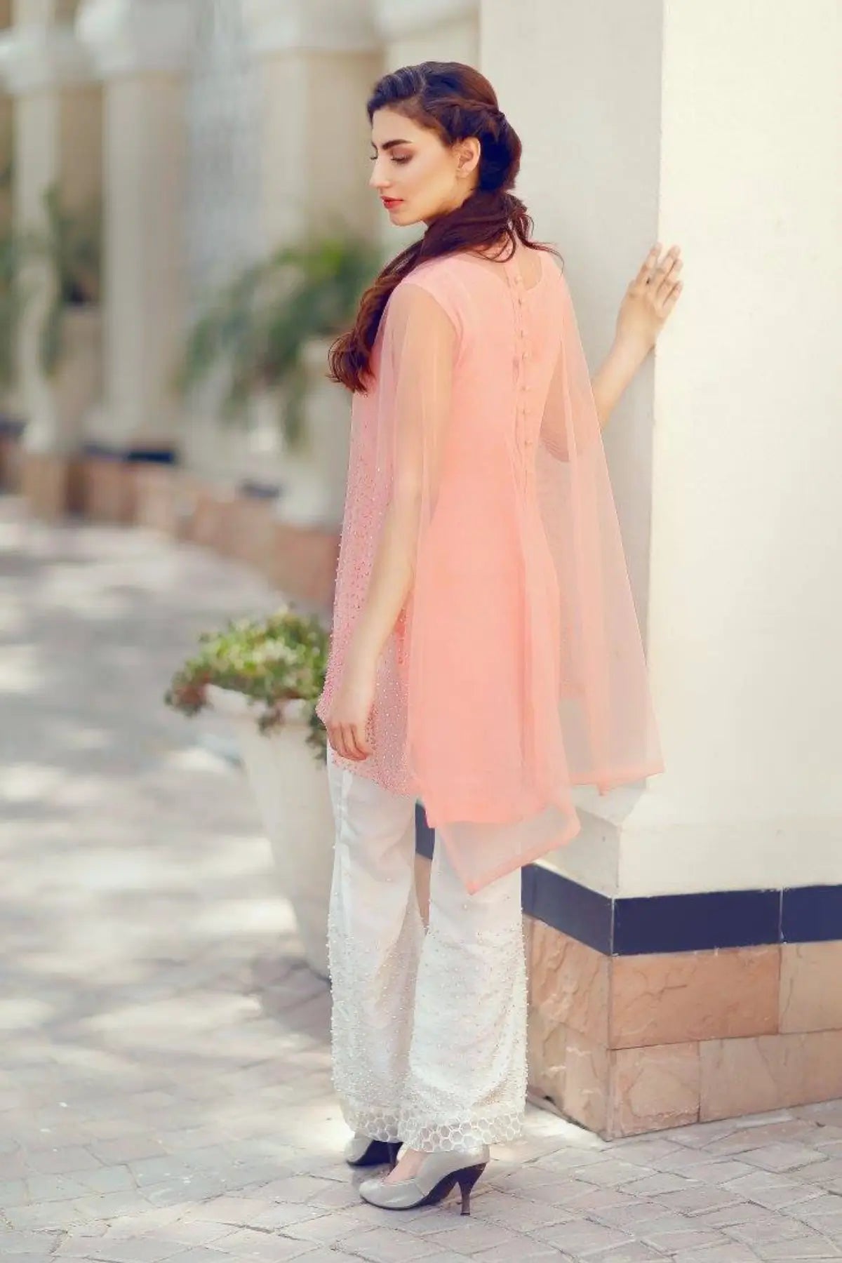 Peach Pearls- Pakistani Stylish Designer Outfit