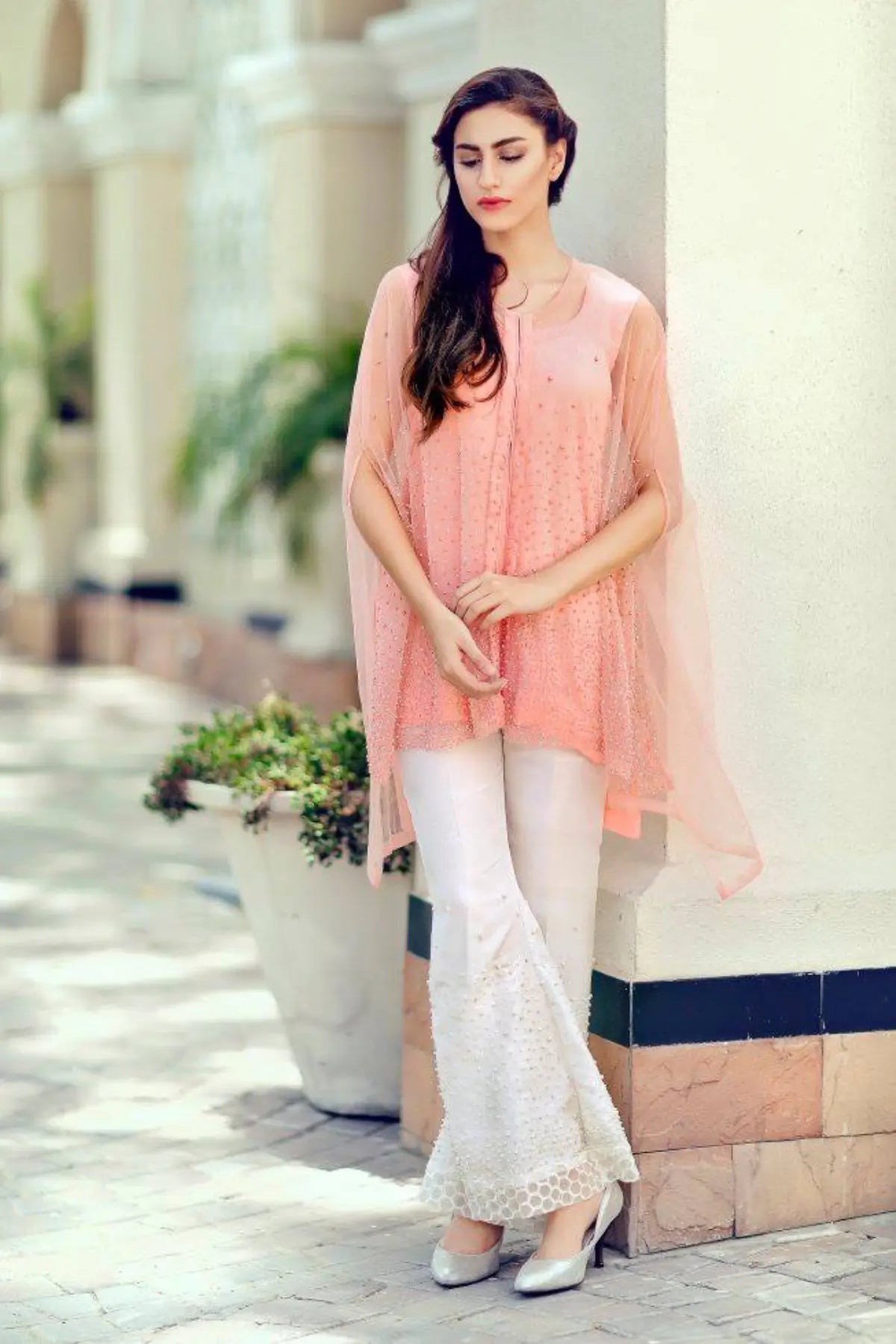 Peach Pearls- Pakistani Stylish Designer Outfit