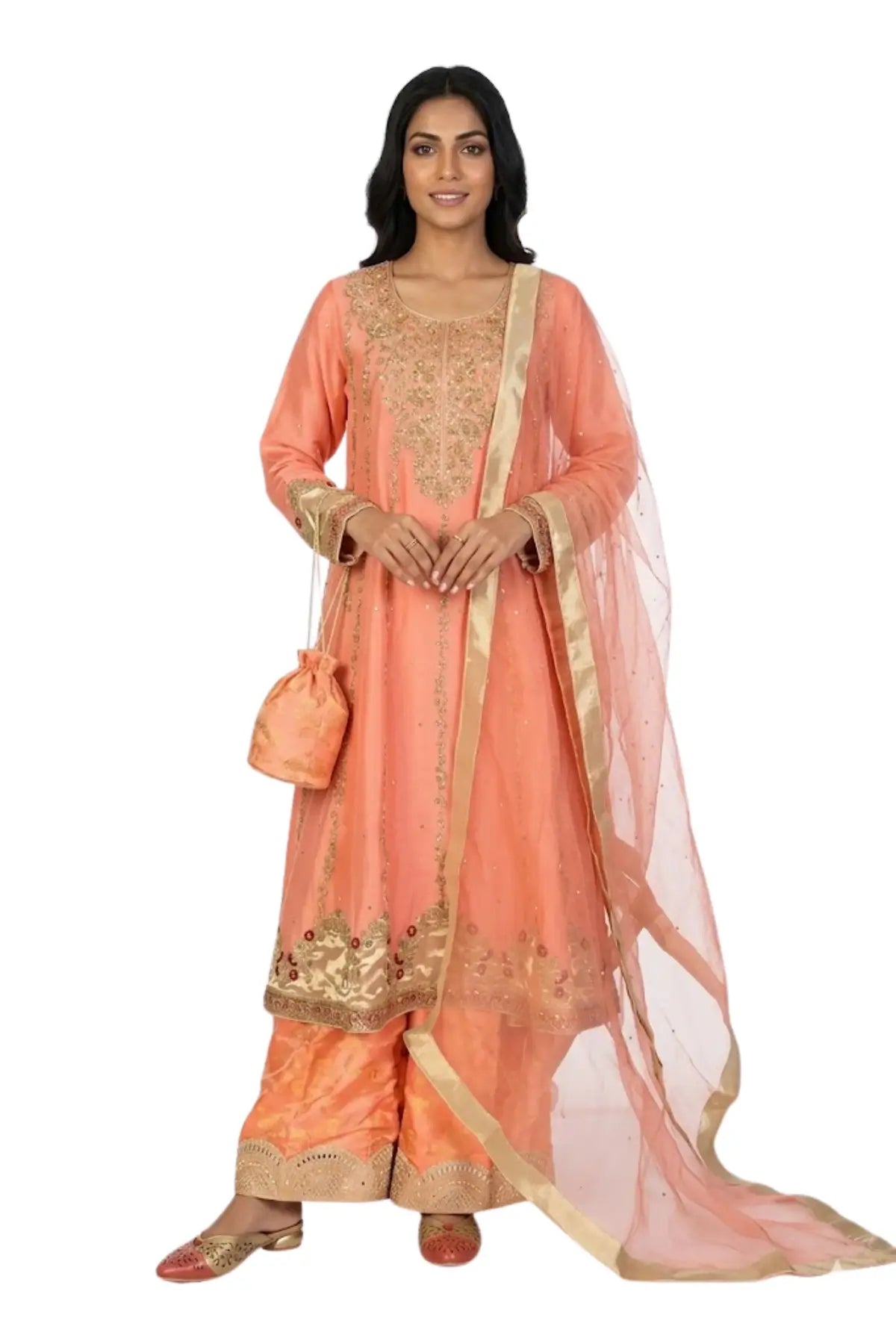 Peachy Glow-Pakistani Designer Frock