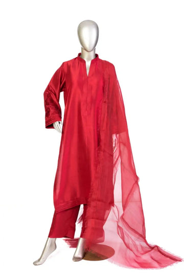 Rania-Crimson Red Latest Pakistani silk suit for summer