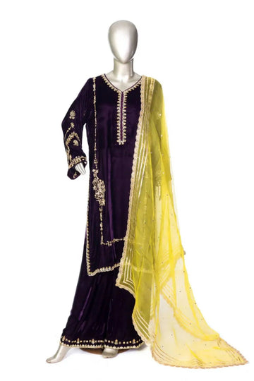 Regal Allure-Exclusive Designer Velvet Suit with Full Embroidery