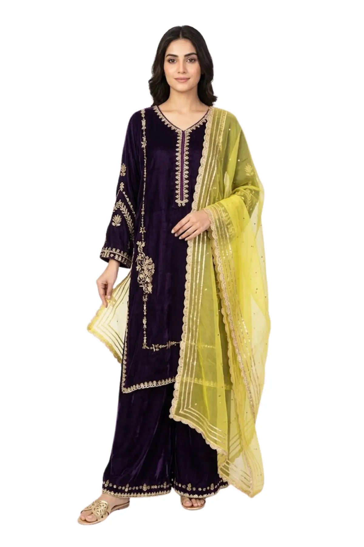 Regal Allure-Exclusive Designer Velvet Suit with Full Embroidery