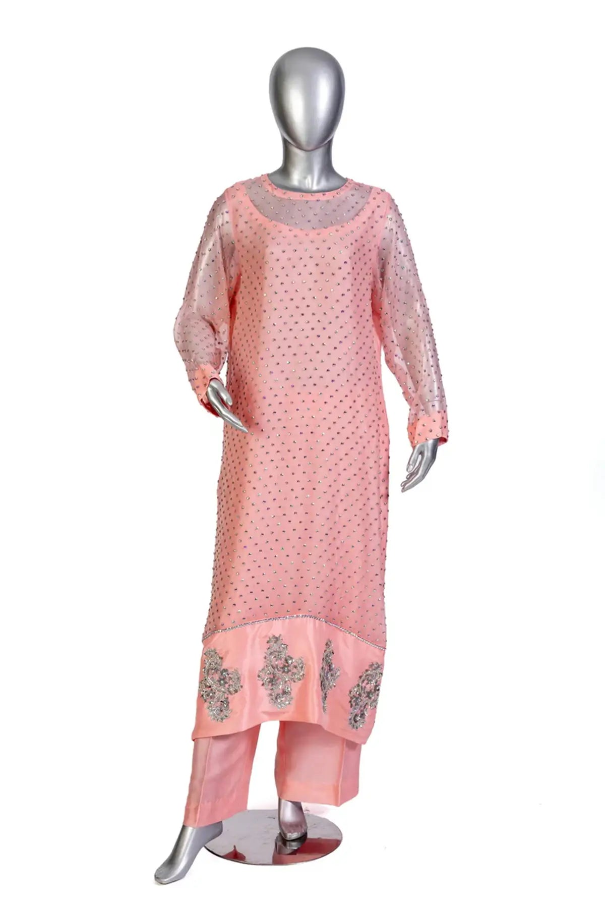 Roshanara – Peach Stitched Pakistani Wedding Formal Suit Shop Online