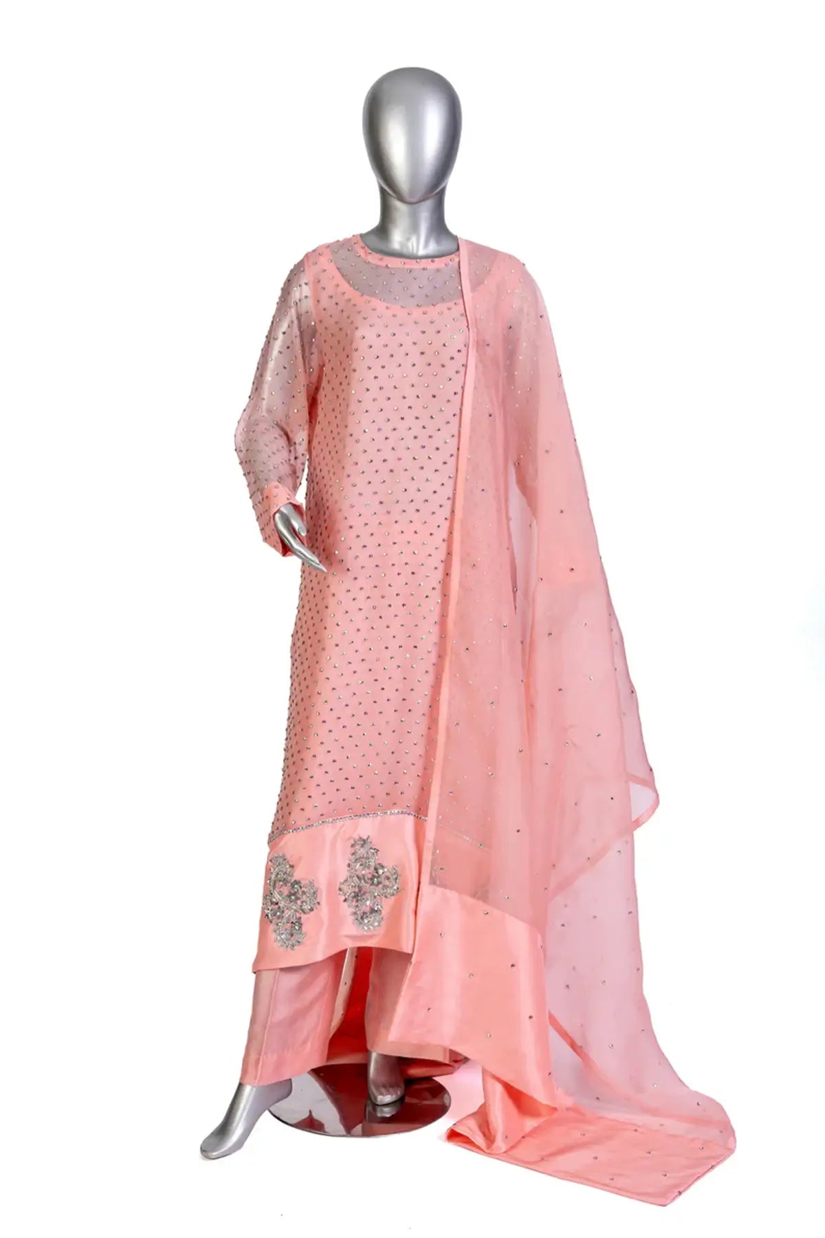 Roshanara – Peach Stitched Pakistani Wedding Formal Suit Shop Online