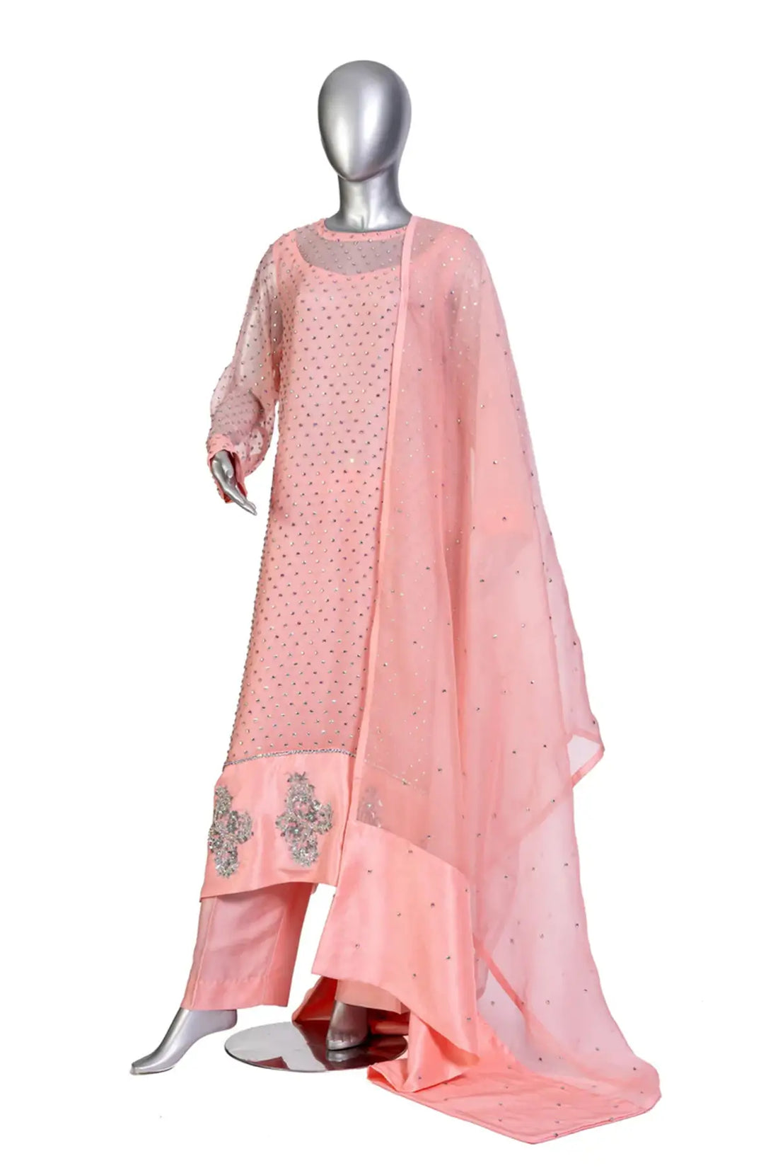 Roshanara – Peach Stitched Pakistani Wedding Formal Suit Shop Online