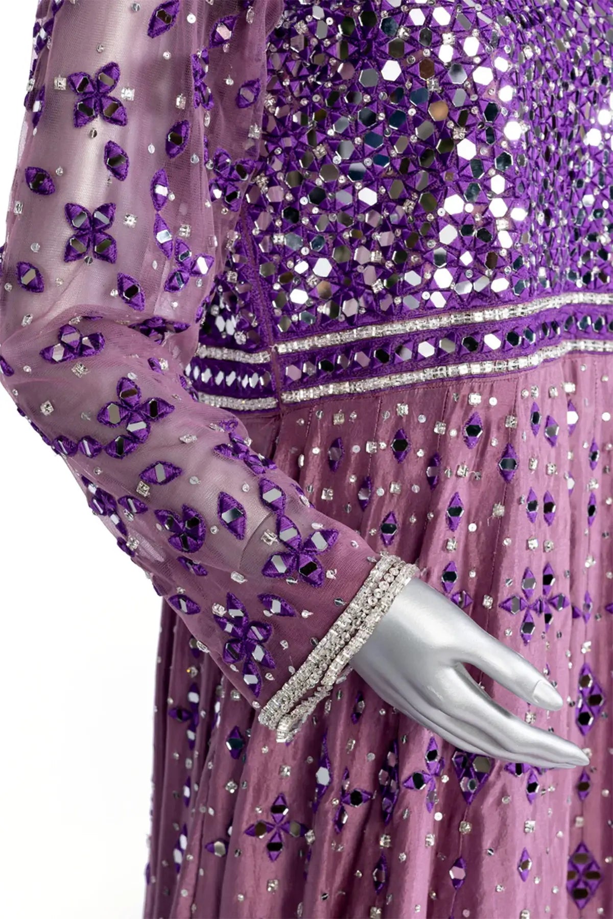 Roshni – Embellished Lilac & Purple Formal Pishwas with Organza Dupatta for Weddings