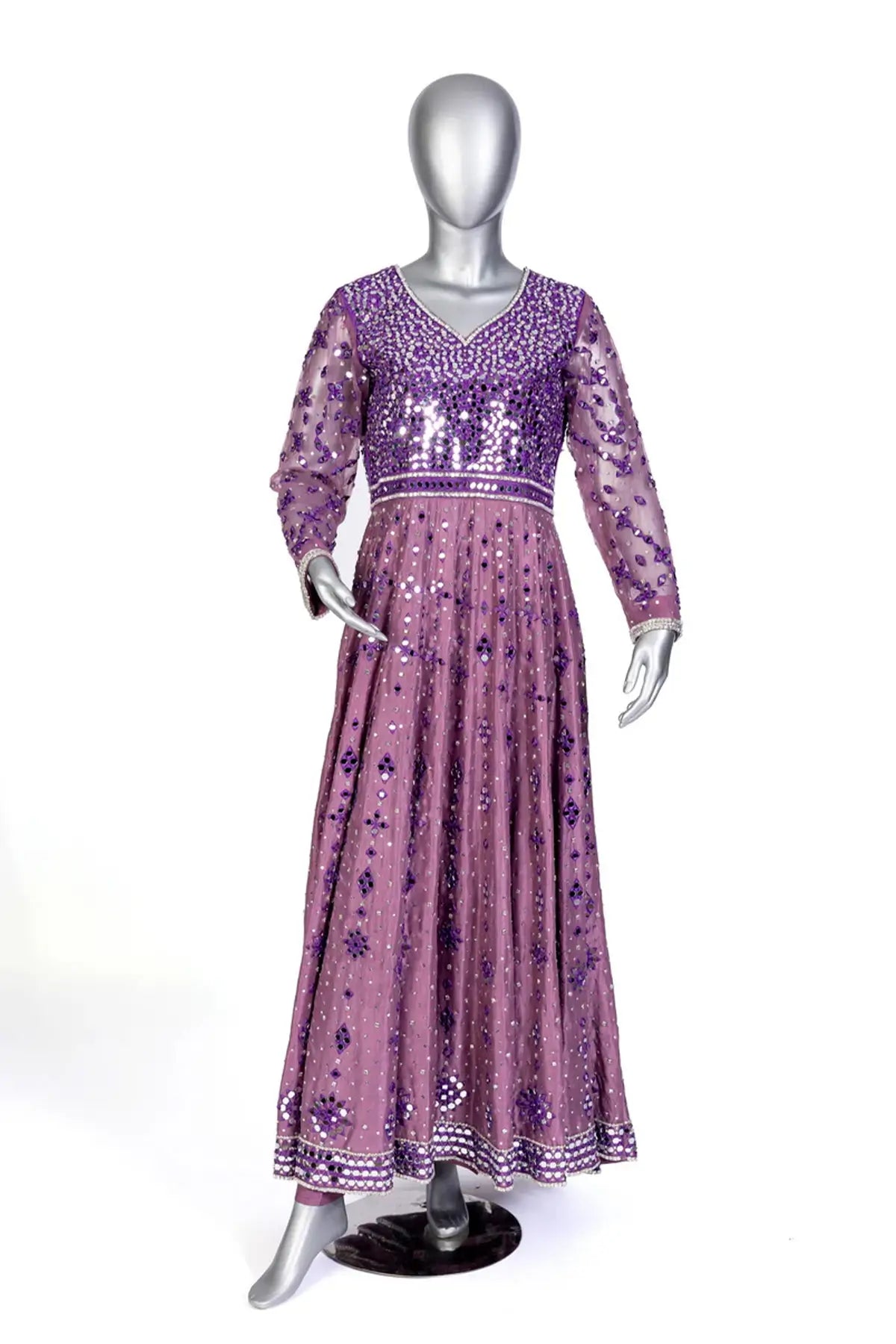 Roshni – Embellished Lilac & Purple Formal Pishwas with Organza Dupatta for Weddings