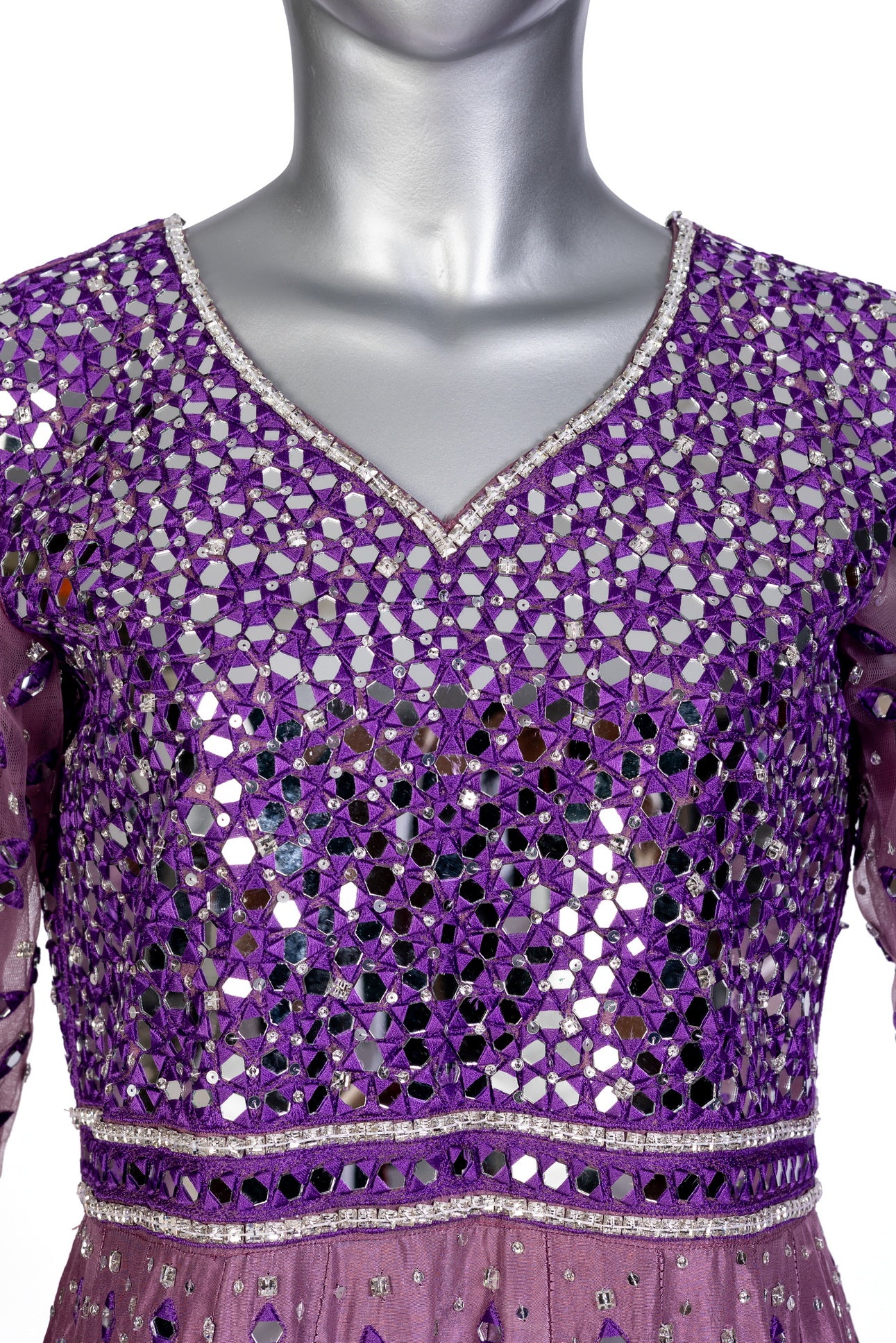 Purple Raw Silk Anarkali with Mirror & Hand Embroidery – Wedding Formal