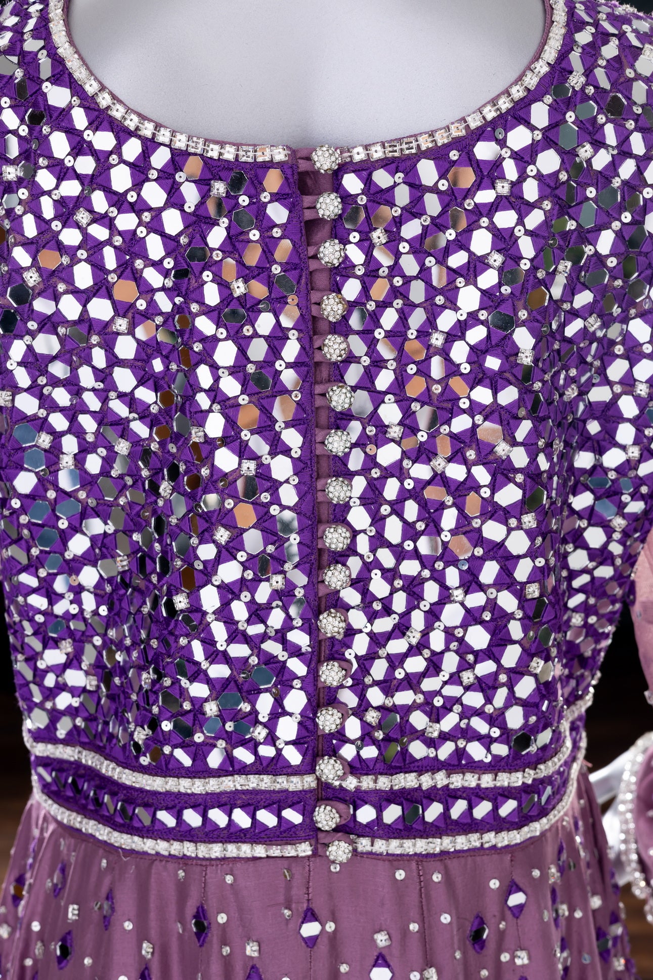 Purple Raw Silk Anarkali with Mirror & Hand Embroidery – Wedding Formal