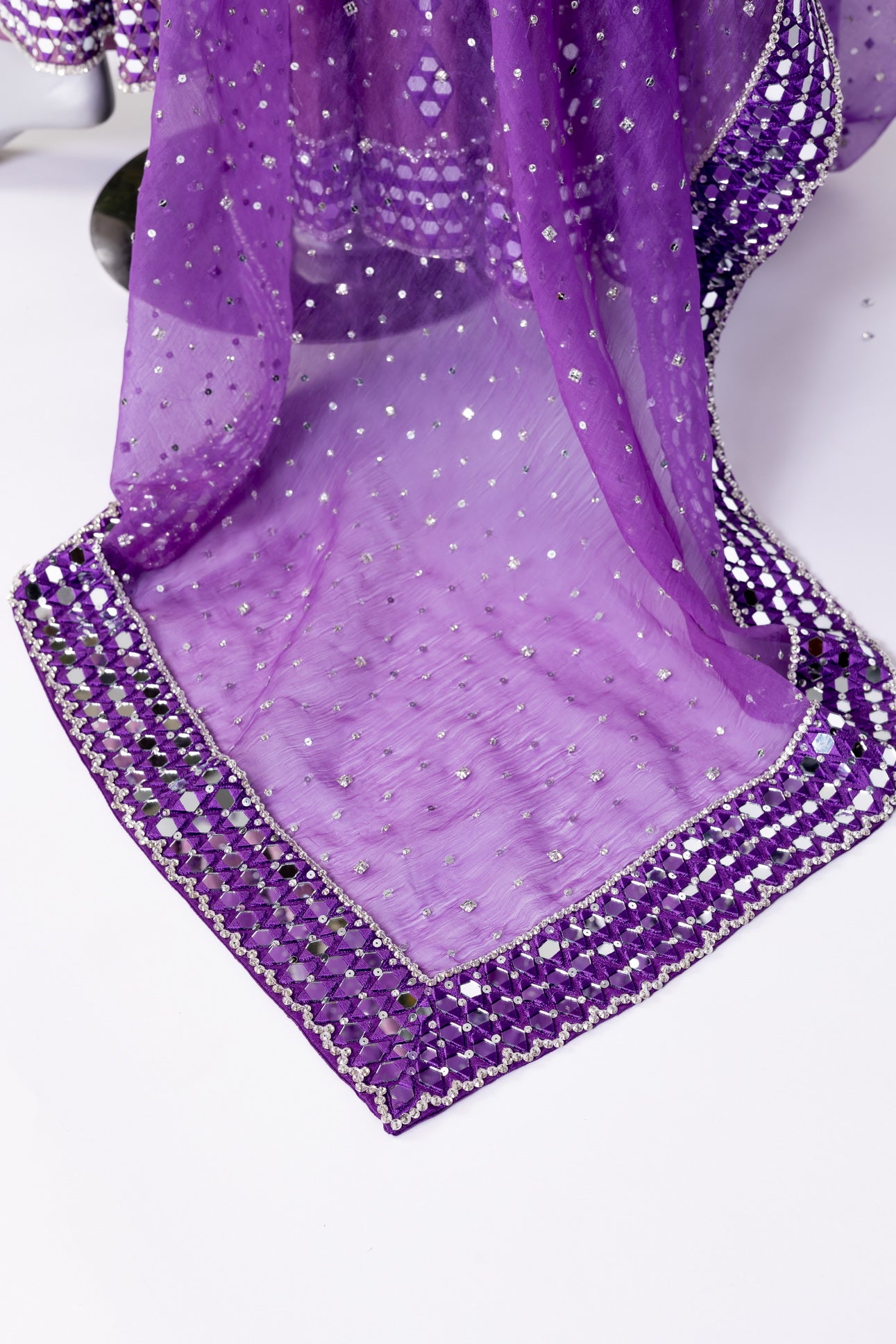 Purple Raw Silk Anarkali with Mirror & Hand Embroidery – Wedding Formal